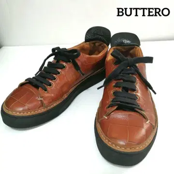 레어 새상품급 BUTTERO 크로코 가죽 스니커즈