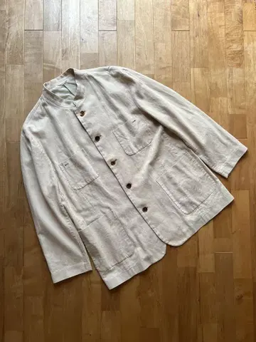 Papas 파파스 린넨 혼방 코튼 밴드 카라 자켓 M