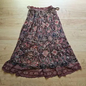 NATURAL VINTAGE GOA 올 패턴 롱 쉬폰 스커트 새상품급
