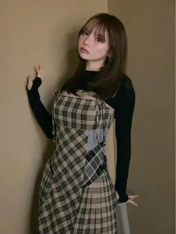 andmary Nadia check long dress