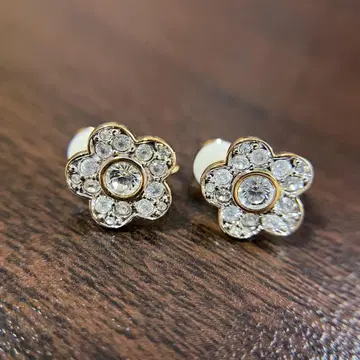 SWAROVSKI 스와로브스키 플라워 이어링 골드