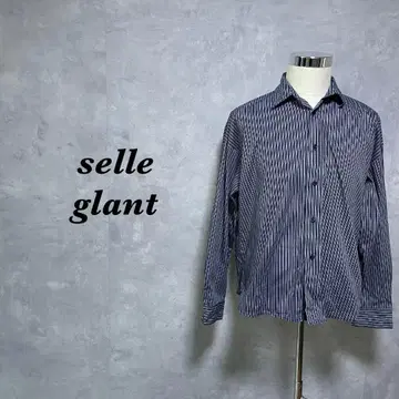 selle glant 셔츠 스트라이프 백 롱 네이비 M 4394