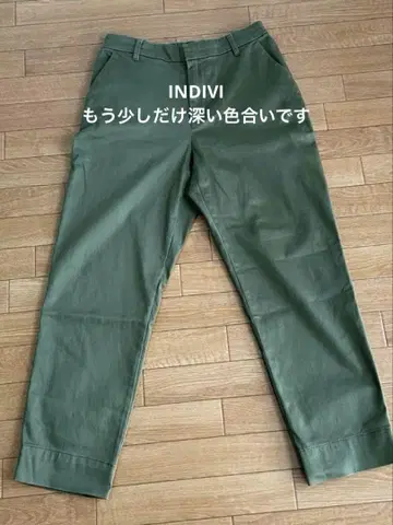 INDIVI 올리브 그린 여성 팬츠