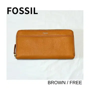 FOSSIL 라운드 지퍼 장지갑 브라운