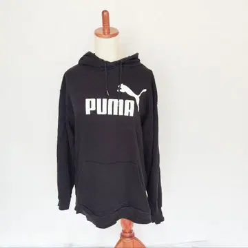 PUMA 블랙 후드티 후드 부착
