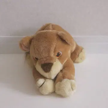 갈색 사자 봉제 인형 빈티지
