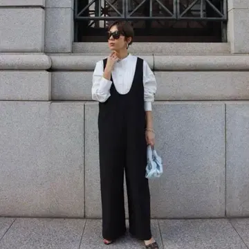 택 포함 새상품 마차트 U넥 올인원 멜빵바지 블랙 빅 사이즈