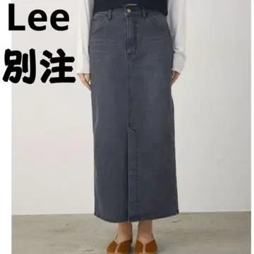 Lee ViS 별주 스트레치 데님 펜슬 스커트 블랙