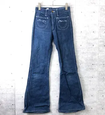 Thomaston 일본산 아류 데님 70년대 구제 플레어 부시 팬츠 데님