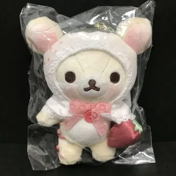 코리락쿠마 매달기 봉제 인형 화이트 딸기