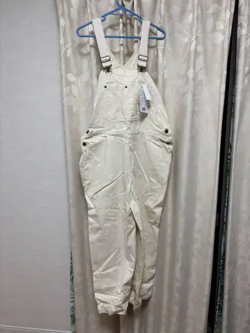 화이트 데님 멜빵바지 미사용 택 포함