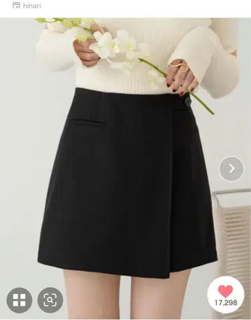 hinari 랩 디자인 미니 치마바지 블랙 F