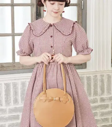 시마무라 아오키 미사코 깅엄 체크 원피스