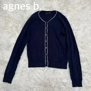 agnes b. 아녜스베 니트 가디건 노카라 네이비