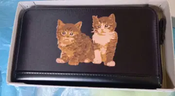 고급스러운 고양이 장지갑 블랙