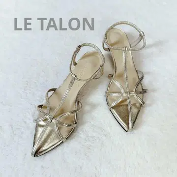 컨디션 최상 르 타론 3.5cm 내로우 스트랩 샌들 골드 M 일본제