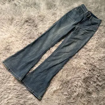 작은 사이즈 XS GRL 데님 플레어 팬츠 부츠컷 롱 레그 효과
