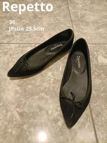 Repetto 블랙 스웨이드 플랫슈즈 23.5cm