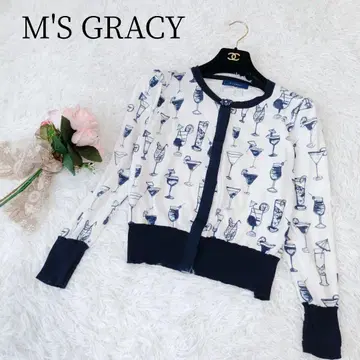 [ M'SGRACY/엠즈 그레이시 ] 긴팔 가디건 칵테일 올 패턴 비쥬