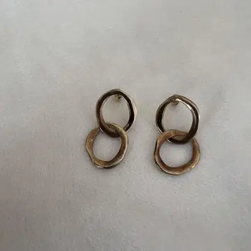 더블 링 귀걸이 양쪽 귀 골드 925