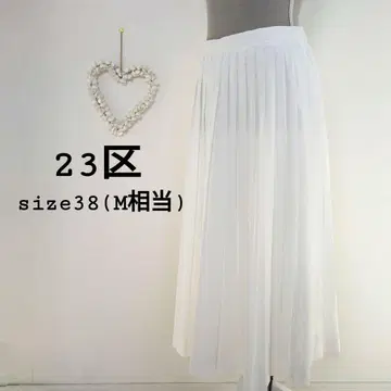 23구 온워드 플리츠 롱 스커트 시어한 느낌 엘레강트 화이트 38