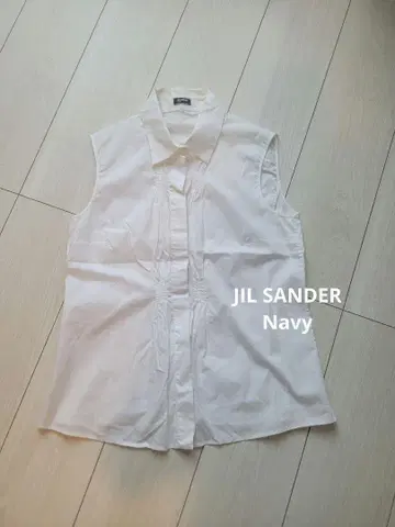 JIL SANDER NAVY 슬리브리스 셔츠 화이트