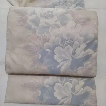 순수 실크 은사 가공 모란 직조 후쿠로 오비 (390)