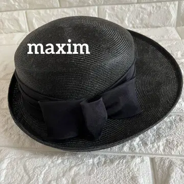 maxim 맥시 햇 밀짚모자 여성용 리본 블랙 턱 밴딩