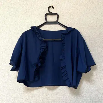네이비 프릴 숏 셔츠