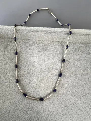 Silver 925 네이비 비즈 바 목걸이 약 45cm