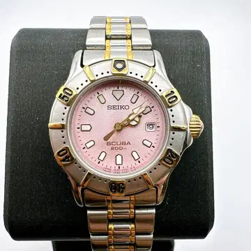 미품 가동품 SEIKO 세이코 다이버 여성용 손목시계 핑크 다이얼