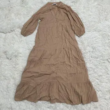 ZARA 자라 린넨 레이온 롱 플레어 원피스 베이지
