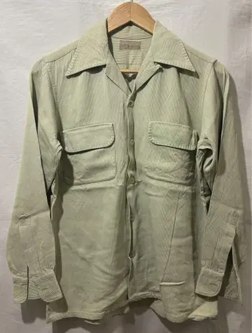 1950년대 빈티지 오픈 카라 레이온 셔츠 골 코듀로이 50년대