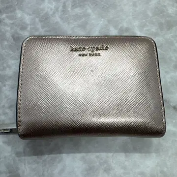 Kate Spade 핑크 골드 컴팩트 접이식 지갑 라운드 지퍼