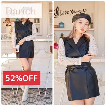 [택 포함 새상품] 반값 이하 Darich 레이스 콤비 가죽 자켓 블랙