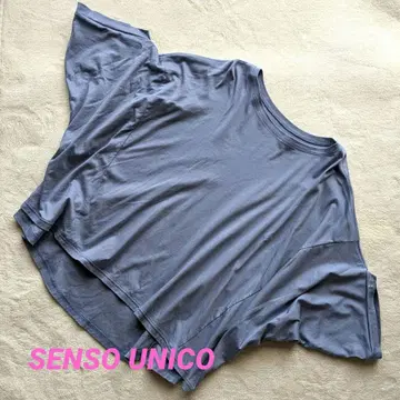 SENSO UNICO 티셔츠 변형 소매 블루 M 사이즈 면 루즈핏