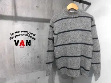 VAN JAC 보더 하이넥 울 니트 스웨터 L 남성용 상태 양호