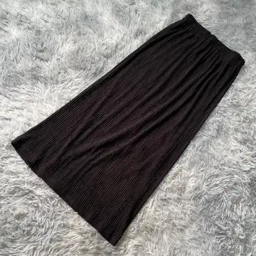 Dazy 플리츠풍 롱 스커트 슬림 안감 블랙 M 사이즈
