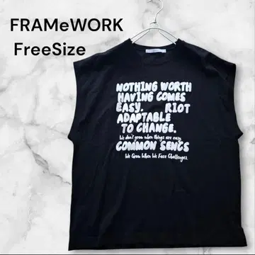 FRAMeWORK 프레임워크 모노톤 프린트 프렌치 슬리브 T셔츠