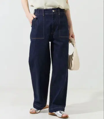 FREAK'S STORE 데님 와이드 베이커 팬츠 네이비