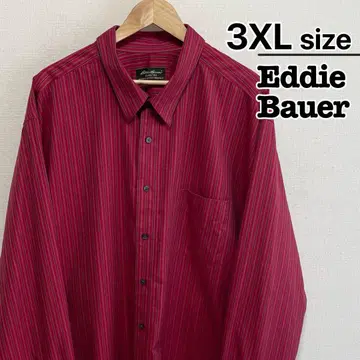Eddie Bauer 캐주얼 셔츠 긴팔 3XL 스트라이프 레드 구제 의류