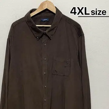 USA 구제 의류 코듀로이 셔츠 4XL 잔골 브라운 코튼 빅 사이즈
