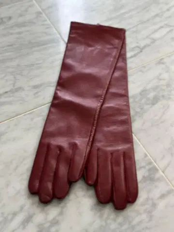 빨간색 가죽 롱 그로브 길이 40cm 사이즈 XXL