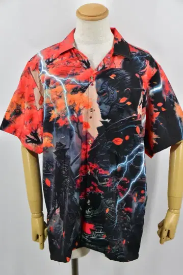 알로하 셔츠 일본풍 패턴 사무라이 SAMURAI 폴리에스테르 XL 사이즈
