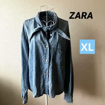 ZARA 자라 리본 데님 블라우스 풀오버 셔츠 상의