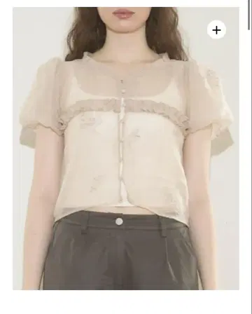 muguet flower embroidery sheer blouse