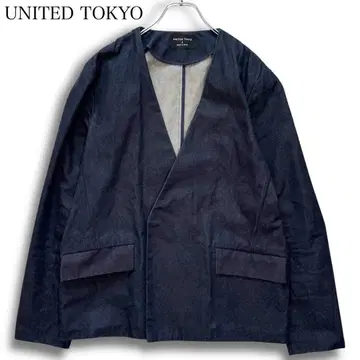 UNITED TOKYO 데님 노카라 재킷 더블 테일러드 다크 네이비