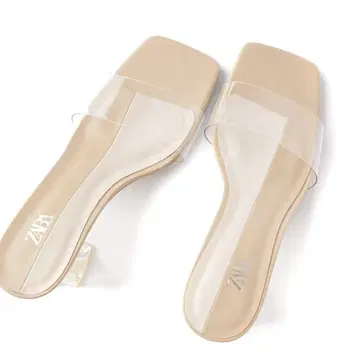 베이지 클리어 힐 오픈토 샌들 ZARA 38