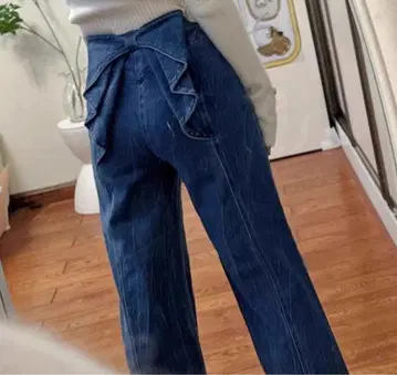 청바지 데님 데님 팬츠 백리본 디자인 데님 팬츠 여성용