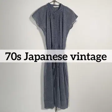일본제 70년대 빈티지 프렌치 슬리브 도트 레이스 원피스 쇼와 레트로